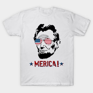 4th of July Shirts for Men Lincoln Abraham - Merica ! T-Shirt